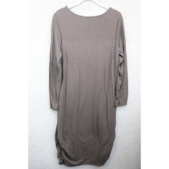 Chalet Et Ceci Brown Long Sleeve Bamboo Blend Midi Dress-Size Medium-Minimalist - Picture 8 of 10
